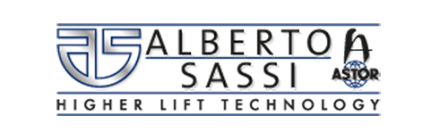 Logo firmy Alberto Sassi, długoletniego producenta komponentów do dźwigów i wind osobowych.